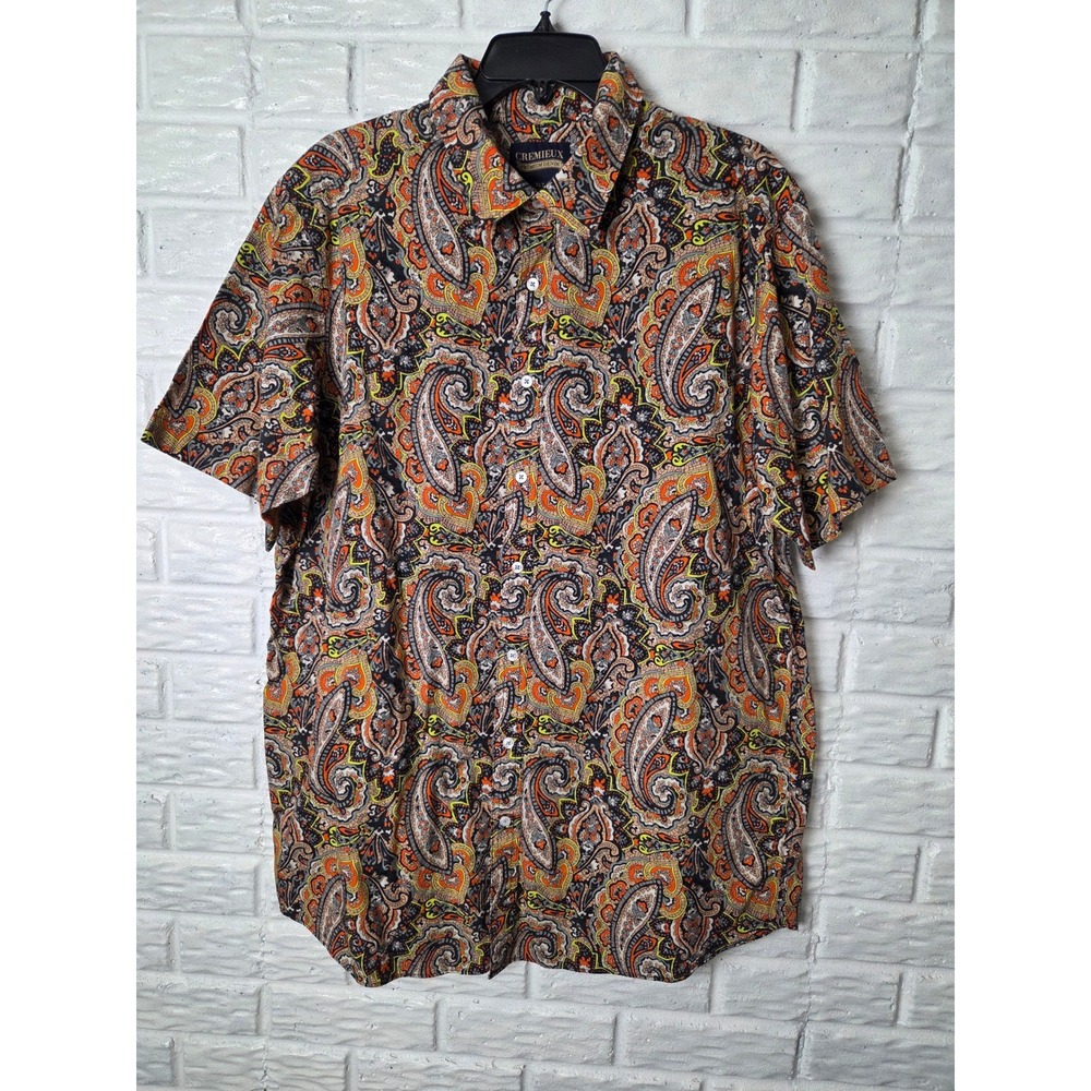 Cremieux Premium Denim Shirt Men XLT Tall Button Up s/s Stretch NWT Paisley
